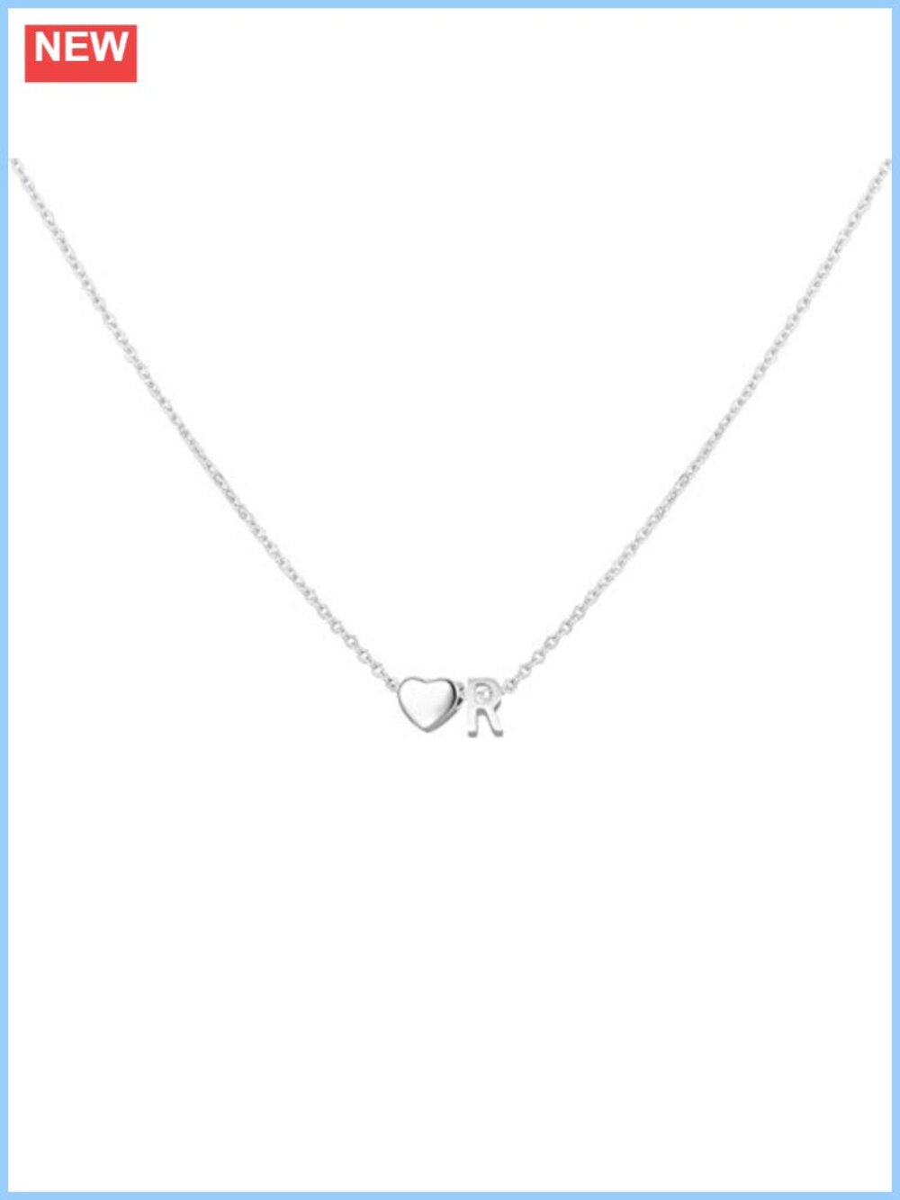 Stainless Steel Tiny Heart Initial Pendant Necklace for Women, 17.7 Inch Chain,